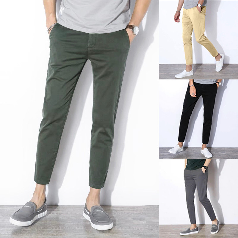 กางเกงลำลองสำหรับผู้ชาย กางเกงลำลองทรงกระบอกขนาดเล็กผ้ายืดบาง (Slim-fit) Normal Boy