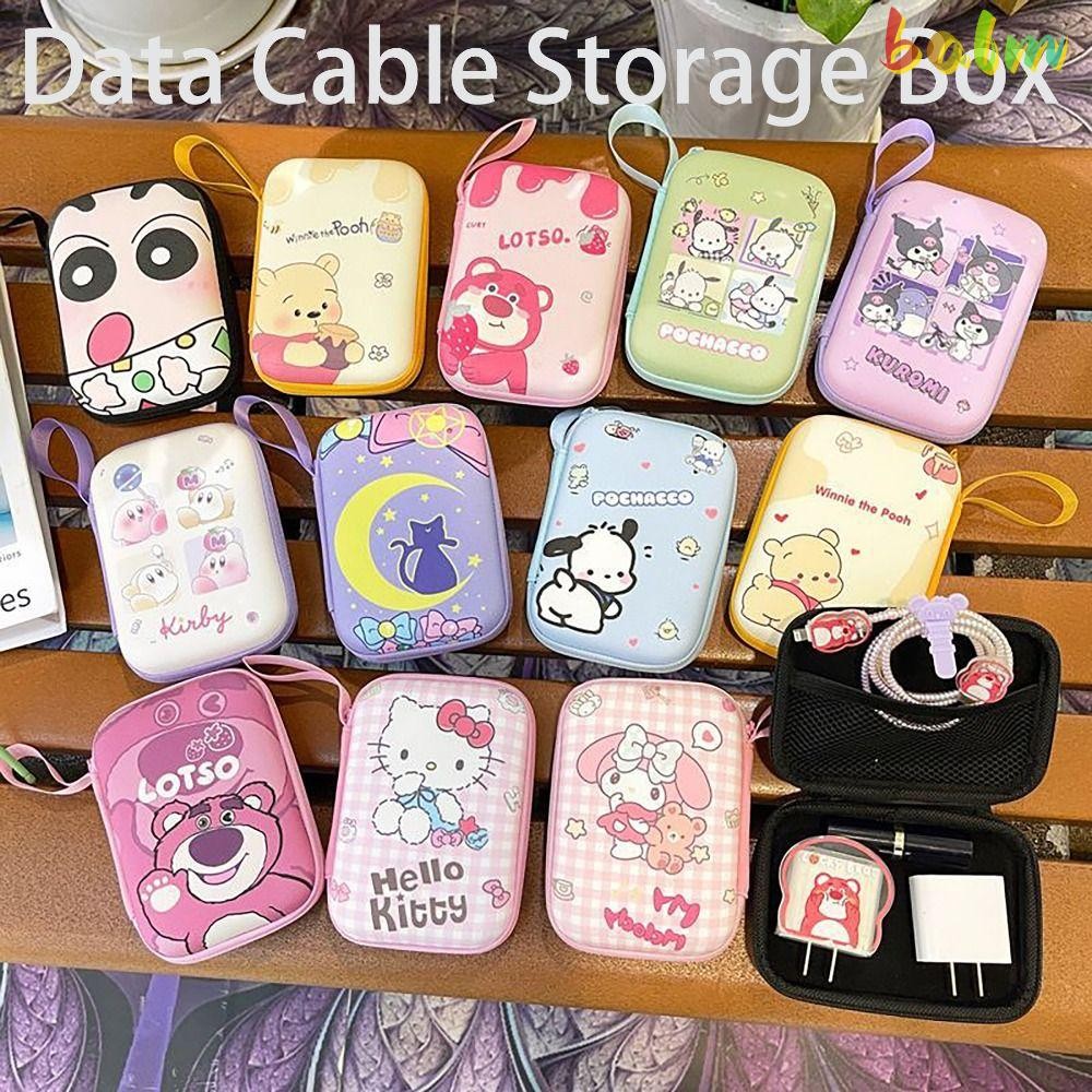 ฝาครอบป้องกันเครื่องชาร์จ BALM, กล่องเก็บสายเคเบิลข้อมูล EVA Kuromi Pachacco Winnie, ลิปสติกความจุขนาดใหญ่มัลติฟังก์ชั่นเดินทางกลางแจ้ง