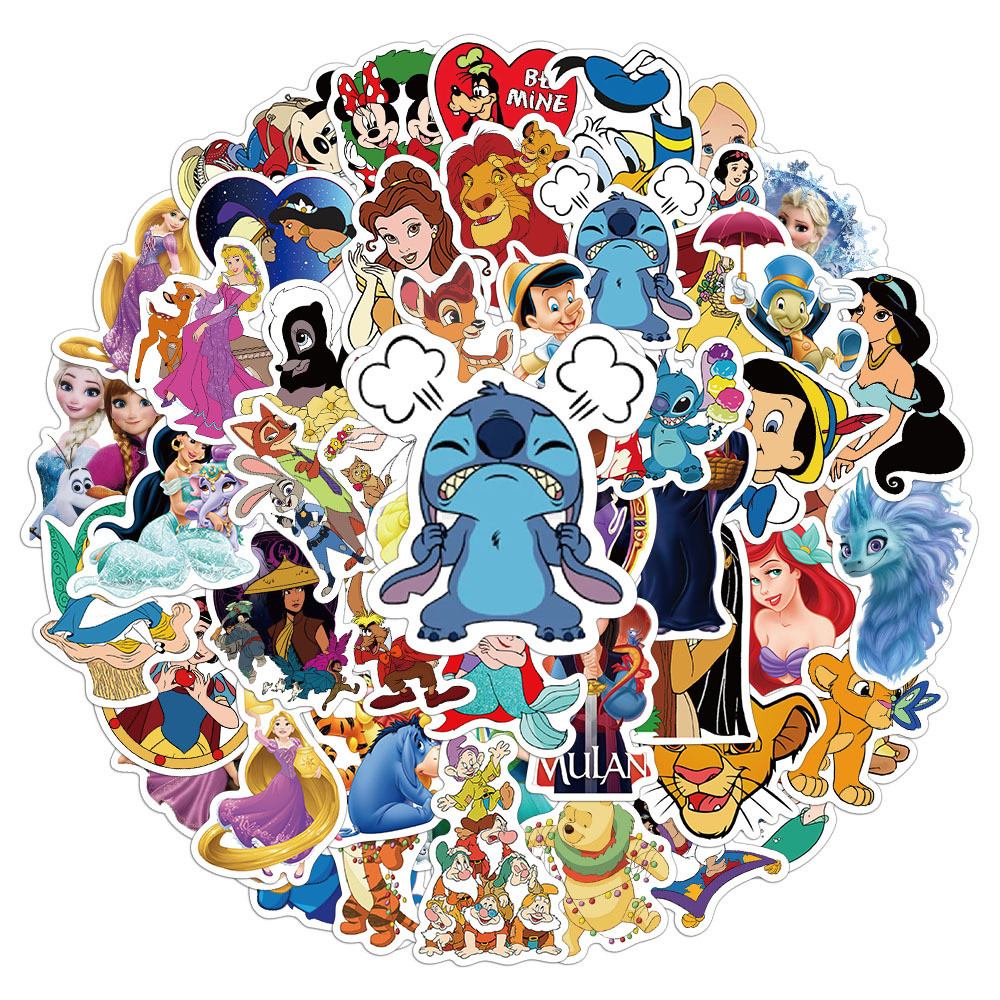 50 ชิ้นน่ารักการ์ตูนดิสนีย์คอลเลกชันสติกเกอร์กันน้ํา PVC