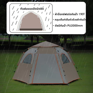 Camping Tent เต้นท์แค้มปิ้ง เต็นท์ เต็นท์ไฮดรอลิคอัตโนมัติ 2-8 คน พับได้ กันแดดกันฝน สำหรับแคมป์ปิ้งและเดินป่า พกพาสะดวก
