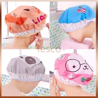 Tesco หมวกคลุมผมอาบน้ํา หมวกผมลายการ์ตูน พลาสติก กันน้ำ แบบห…