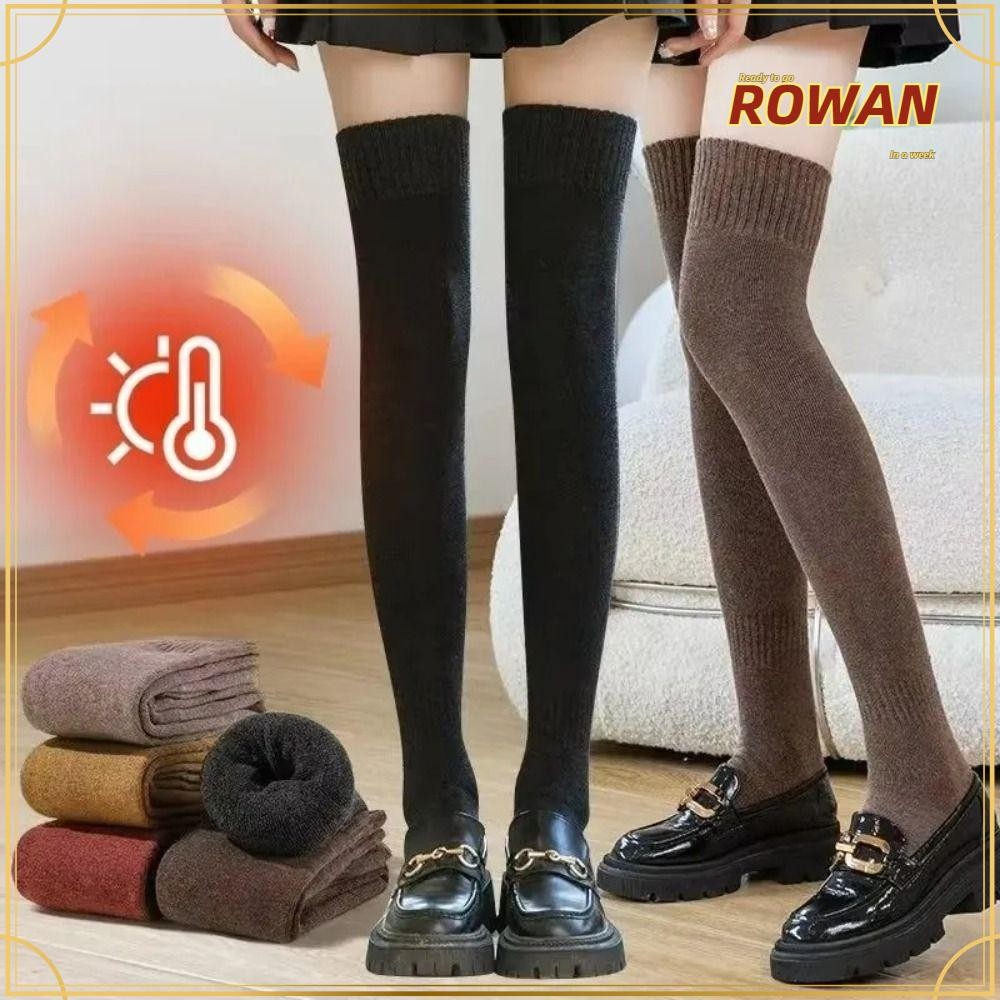 Rowans ถุงเท้ายาวถึงเข่า, ถุงน่องบุขนยืดหยุ่นสูง, ถุงเท้ายาวสีทึบยาว