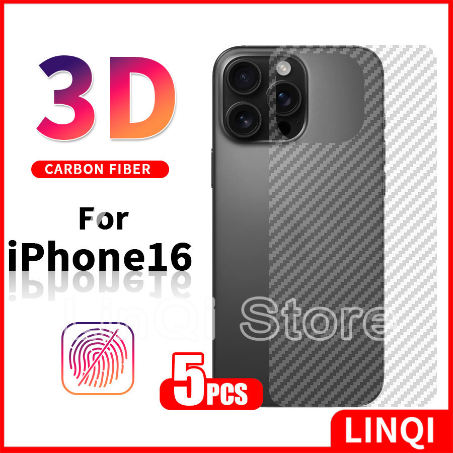 5 ชิ้นคาร์บอนไฟเบอร์ด้านหลังป้องกันหน้าจอสติกเกอร์ฟิล์มสําหรับiPhone 16 15 14 Plus 13 12 Mini 11 Pro Max X XS XR Max 8 7 6 6s Plus SE 2020