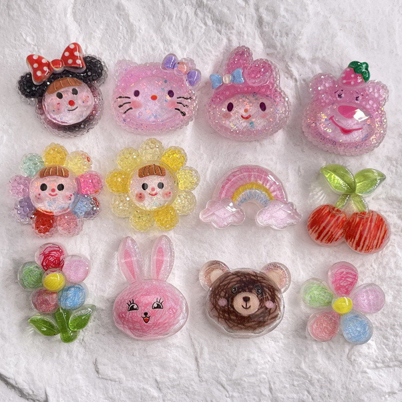 อุปกรณ์เรซิน diy Childlike โปร่งใสสัตว์ดอกไม้หมีการ์ตูน รูปที่ 3
