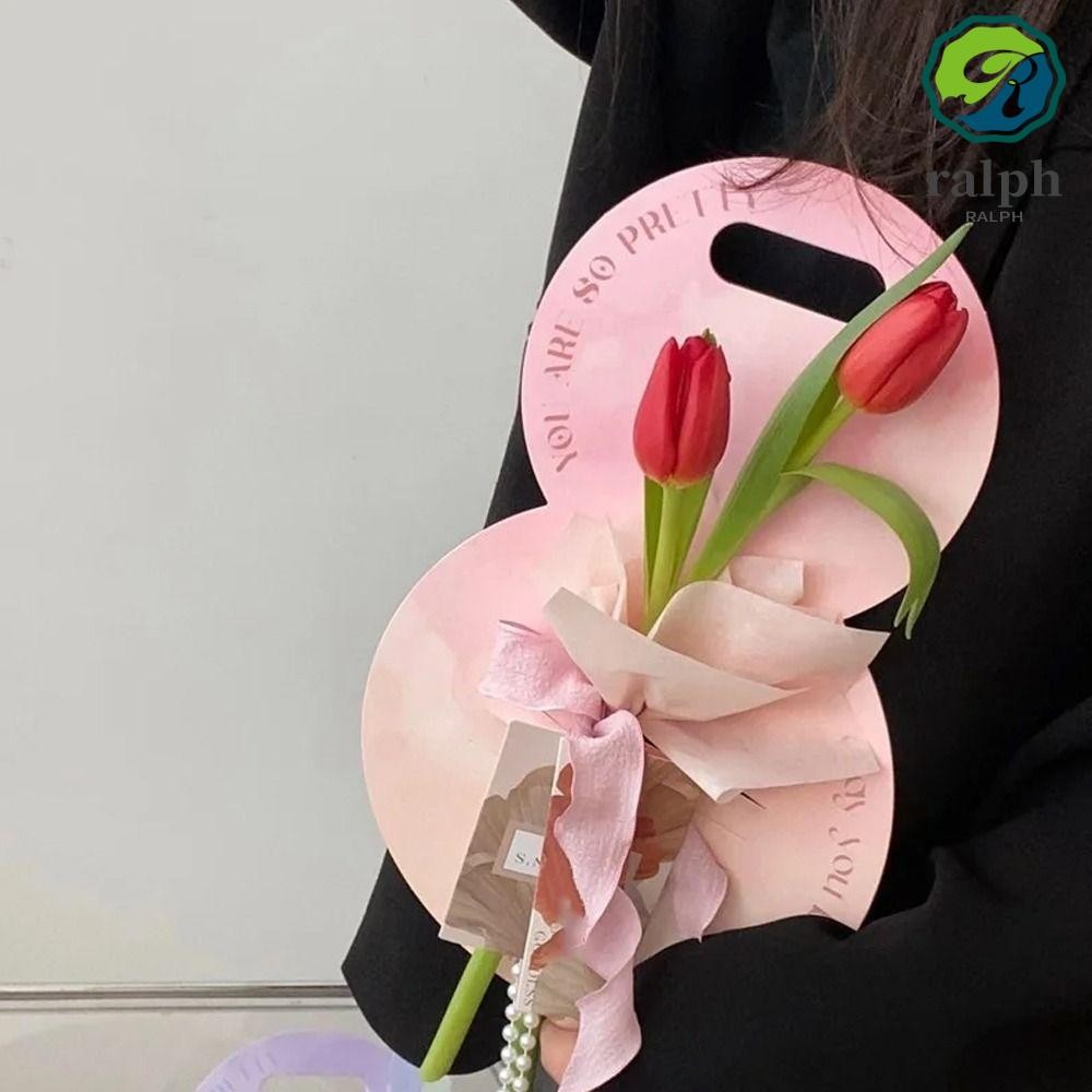 ราล์ฟ 3ชิ้นดอกไม้บรรจุภัณฑ์กล่องมือถือ,กระดาษรอบดอกไม้กระเป๋าถือ,กระเป๋าถือดอกไม้ ทําเอง มัลติฟังก์ชั่ของขวัญกระเป๋าถือของขวัญวันวา