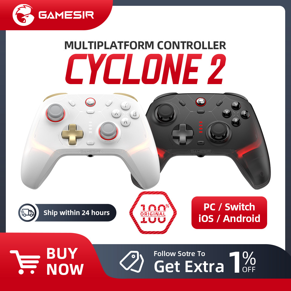 คอนโทรลเลอร์ไร้สาย Gamesir Cyclone 2 พร้อมตัวควบคุมเอฟเฟกต์ Hall สําหรับสวิตช์ไอน้ํา PC ios Andrioid ฐานเสริม