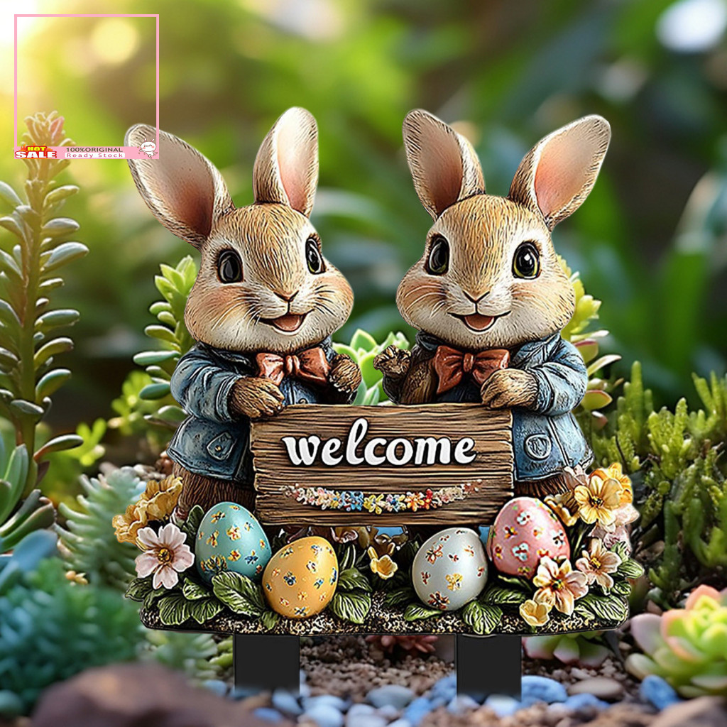 GOF สนามหญ้า Stake ตกแต่งอีสเตอร์สวน Stakes กระต่ายที่มีสีสัน Easter Garden Stake สําหรับสนามหญ้าตกแต่งกระต่ายน่ารักไข่ยินดีต้อนรับป้ายสําหรับเอเชียตะวันออกเฉียงใต้ Buys