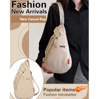 Laber LEE ใหม่กระเป๋าสะพายข้างเรียบง่ายเกาหลี Unisex ไนลอนกระเป๋าคาดหน้าอกกันน้ําขนาดใหญ่ความจุกีฬานักเรียนกระเป๋า