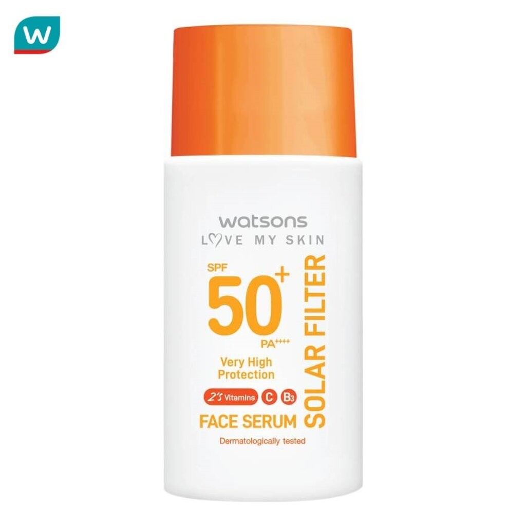 Watsons วัตสัน เลิฟมายสกิน โซล่าร์ ฟิลเตอร์ เวรี่ไฮ โพรเทคชั่น เฟส เซรั่ม SPF50+ PA++++45มล.
