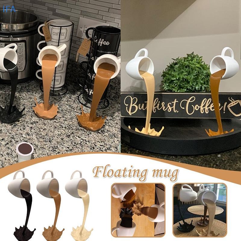 IFA Floating Spilling Coffee Cup Sculpture Kitchen Decor Spilling Decor ดี