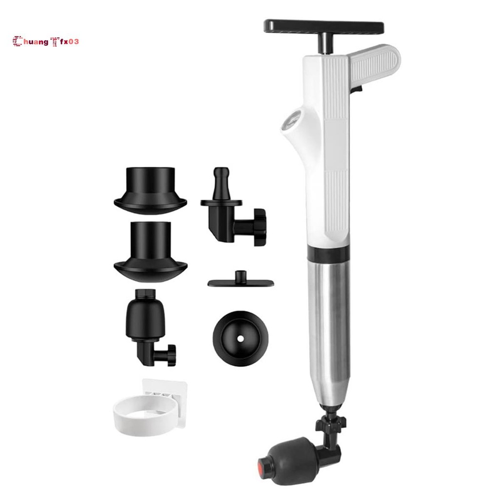 Chuangtfx03Drain Clog Remover Toilet Plunger with Holder Snake Drain Clog Remover Plungers for Bathr