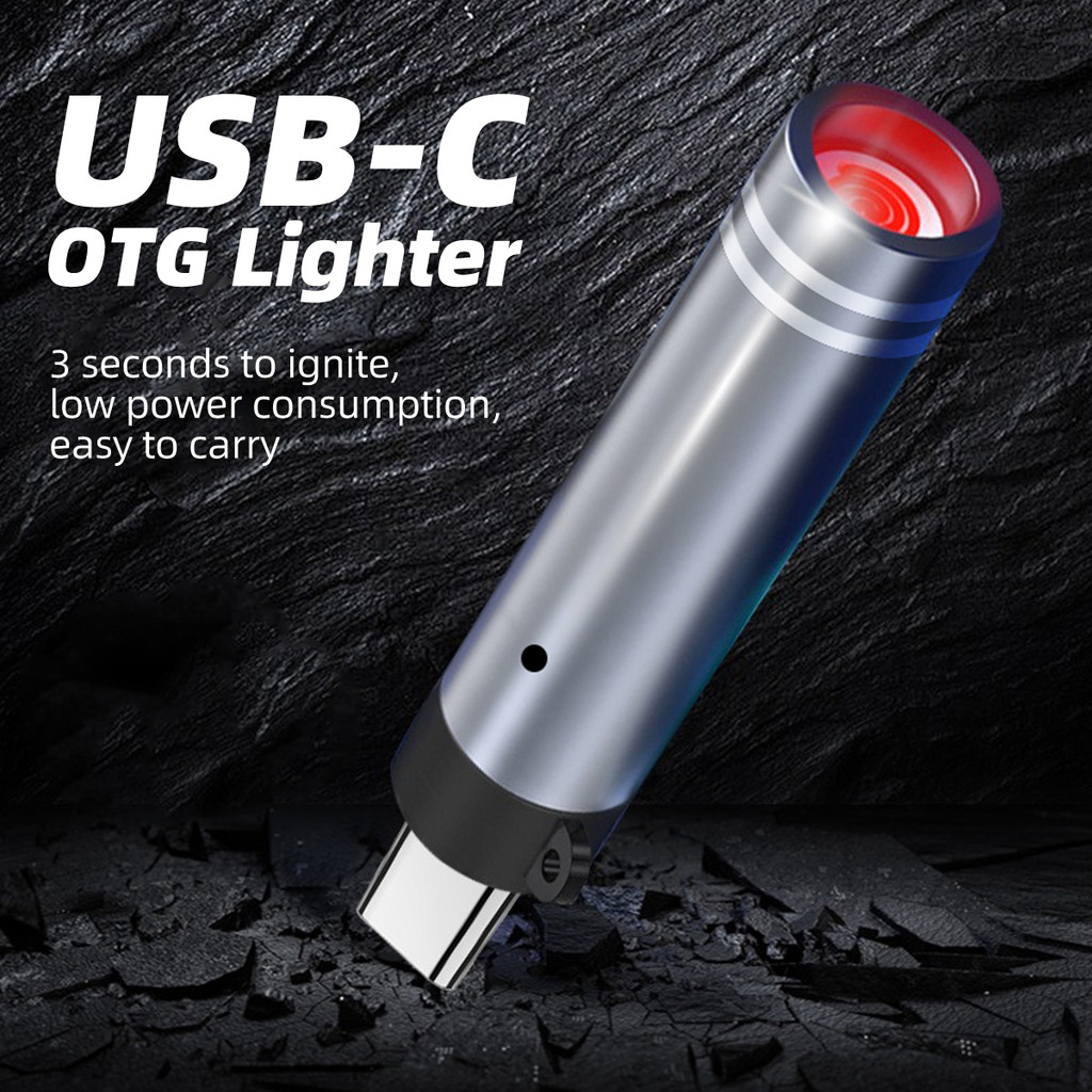 Airplane Type C Phone Lighter Windproof Outdoor Fire Lighter OTG Adapter