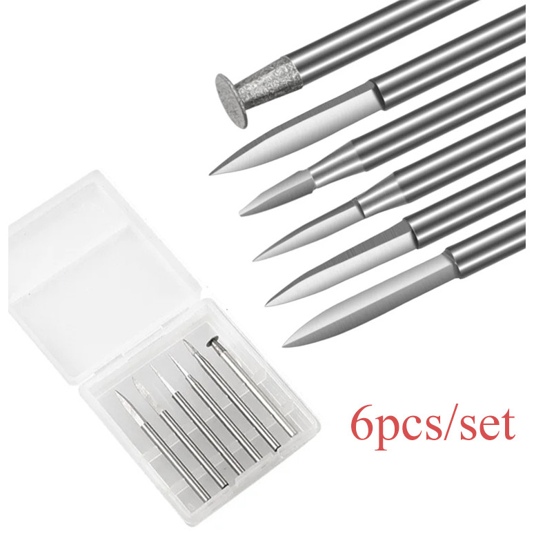 6 ชิ้นแกะสลักมีดแกะสลักชุดดาบรูป 2.35/3.0 มิลลิเมตร Shank Olive Amber End Mill Router บิตไม้เครื่องตัดมิลลิ่ง