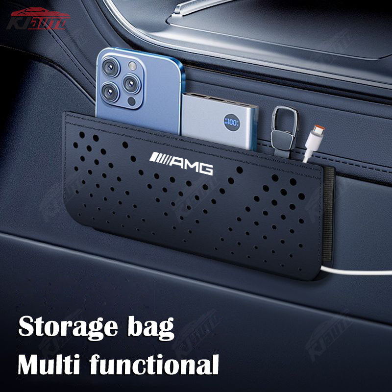 Mercedes Benz Amg แบบพกพา Perforated Storage Bag กาวหนังถังขยะขนาดใหญ่ความจุ Storage Place โทรศัพท์