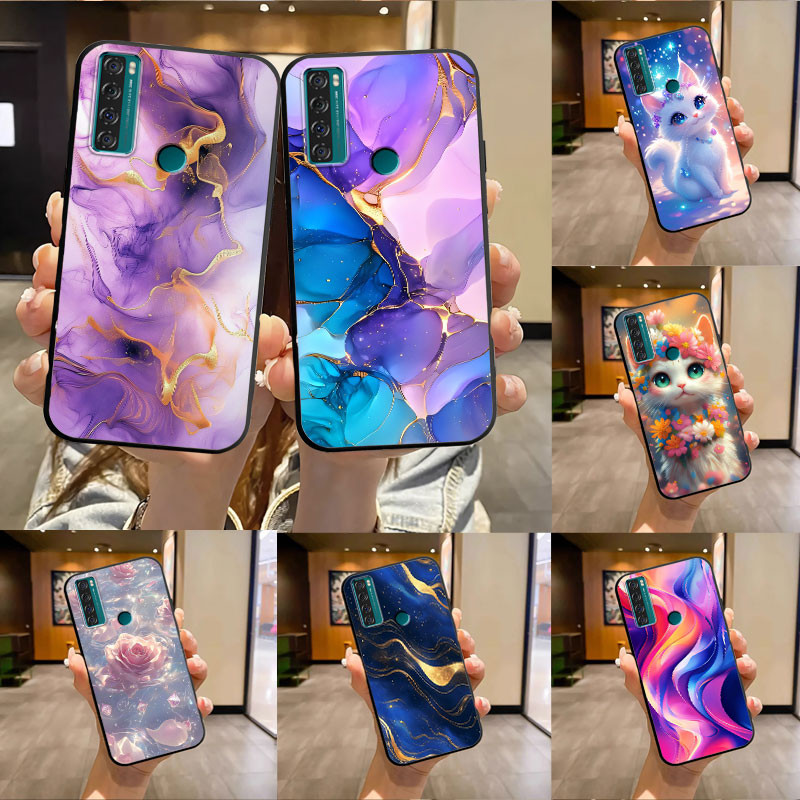 สําหรับ TCL 20 SE 20 Pro 5G 20B 20R 5G 20AX 20 5G 20S กรณีดอกไม้สุนัข Matte Anti Drop ซิลิโคนนุ่มเคสโทรศัพท์สําหรับ TCL 20L + ฝาหลังน่ารักแมวแฟชั่นหรูหราผีเสื้อ Capa