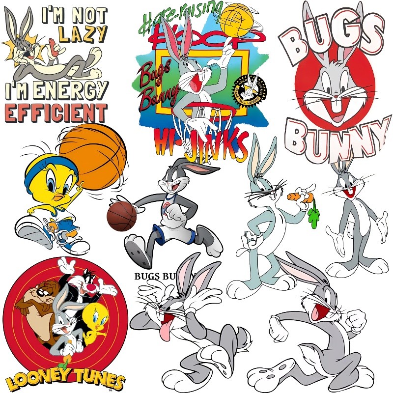 Daffy Duck Bugs Bunny พิมพ์สติกเกอร์ความร้อน DIY เสื้อผ้ากระเป๋าเป้สะพายหลังล้างทําความสะอาดได้ตกแต่งผ้าสติกเกอร์