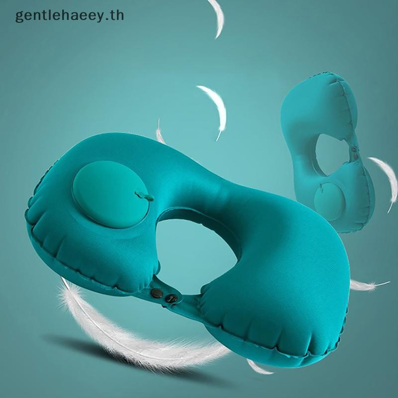 Gg U-Shaped Inflatable Travel หมอนแบบพกพา Air หมอนรองคอเบาะรองนอนสบายกดเพื่อพองหมอน TH