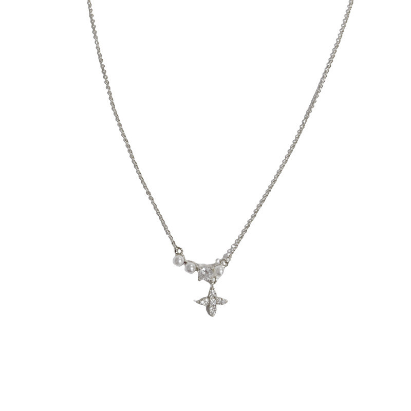 แสงหรูหราแฟชั่นมุกแฉกดาวพู่อารมณ์ที่เรียบง่ายระดับไฮเอนด์สร้อยคอโซ่กระดูกไหปลาร้าทั้ง - รูปที่ 4