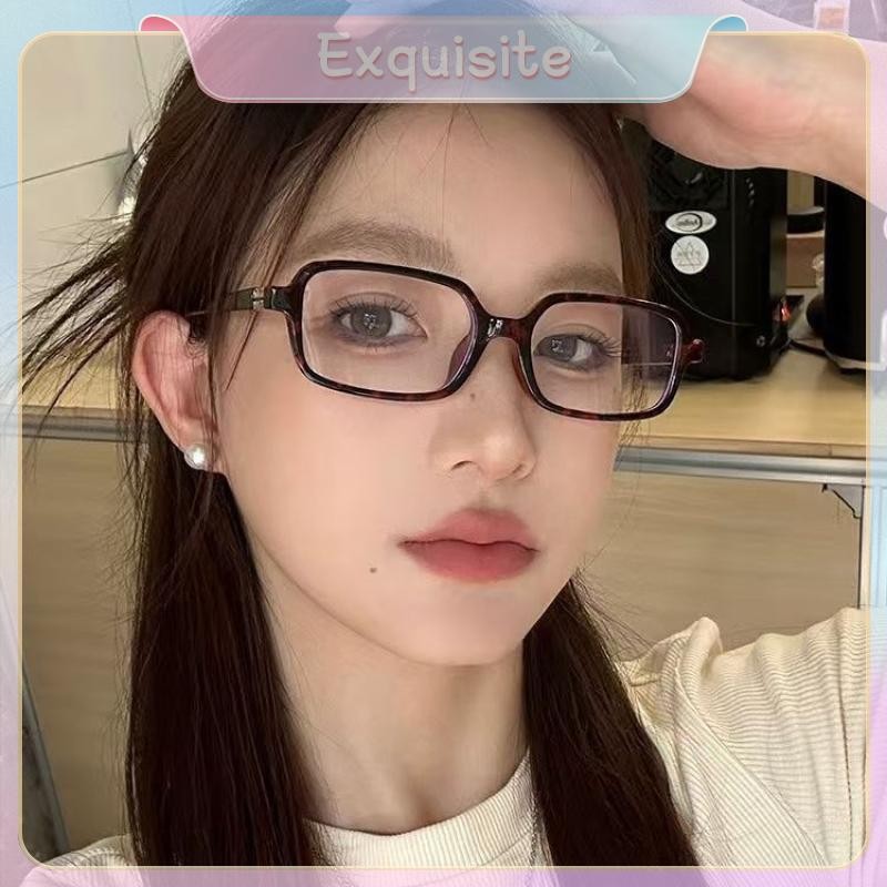 [ประณีต] Y2K Leopard Small Frame Glasses Women Retro Fashion Simple Vintage Glasses Decorative Anti-
