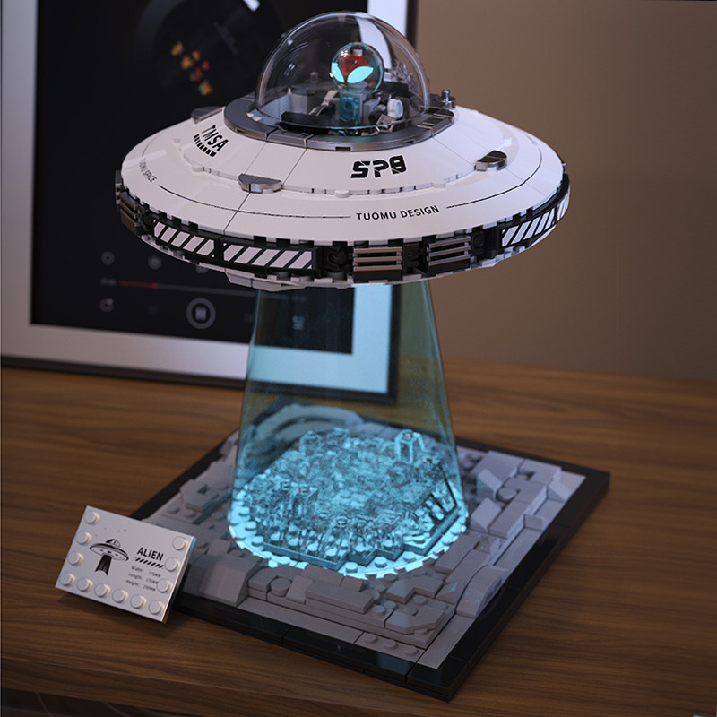 UFO UFO UFO Building Blocks Alien ยานอวกาศสร้างสรรค์อินเทรนด์เล่นตกแต่งของเล่นเด็กของขวัญ