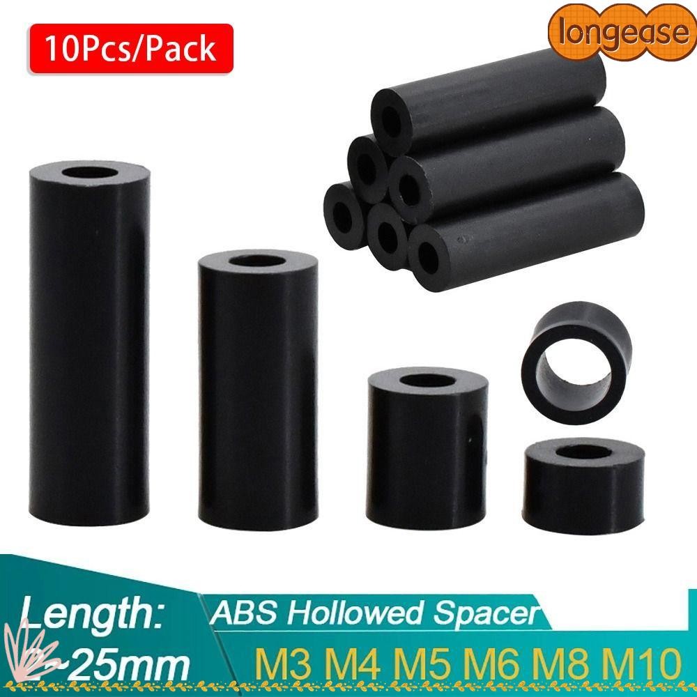 LONGE 10 ชิ้น/แพ็ค ABS Spacer, M3-M10 ทีวีติดตั้งคอลัมน์เสา Hollow Standoff, รอบ PCB Board สนับสนุน Non-Threaded ไนลอนเครื่องซักผ้า