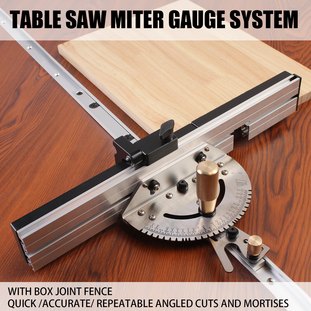 Brass Handle 450mm Miter Gauge With Box Jiont Jig Track Stop Table Saw Router Miter Gauge Saw Assembly Ruler Woodworking Tools
