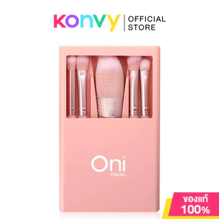 Oni Macaron Portable Makeup Brush Set With Mirror 5pcs โอนิ เซทแปรงแต่งหน้า 5 ชิ้น (Peach Pink/Sky Blue/Sakura Pink)