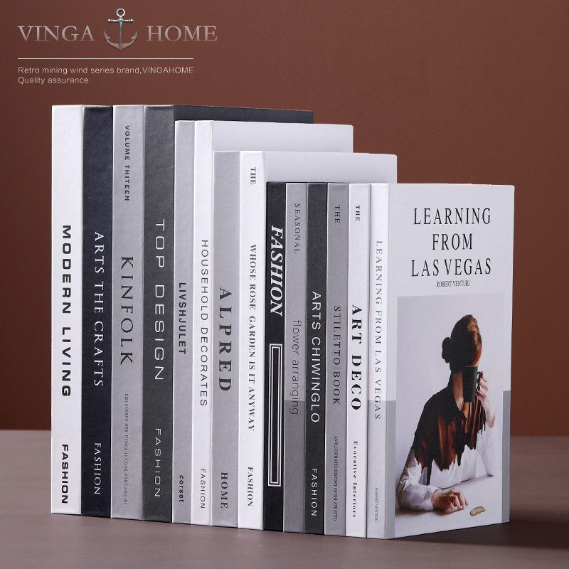 หนังสือปลอมสไตล์นอร์ดิกสมัยใหม่แบบมินิมอล หนังสือจำลอง อุปกรณ์ตกแต่ง โมเดลแสดง สร้างสรรค์ สำหรับห้อง