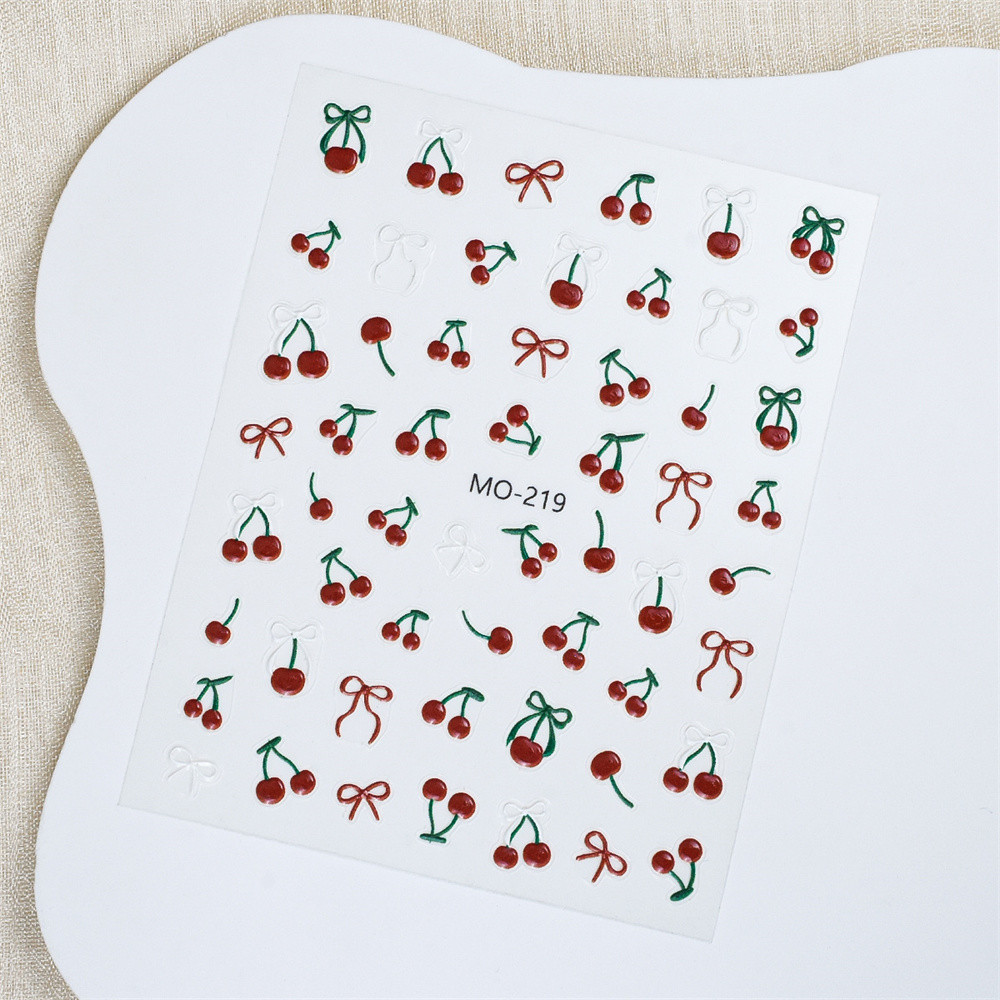 สติกเกอร์ติดเล็บลายเชอร์รี่สีแดงไวน์น่ารัก ไม่หลุดง่าย สติกเกอร์ติดเล็บแบบพิเศษ สติกเกอร์ตกแต่งเล็บ DIY กันน้ำ - รูปที่ 6