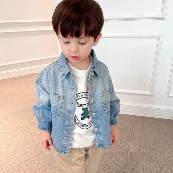 แจ็คเก็ตยีนส์แขนยาวสำหรับเด็กผู้ชาย ฤดูใบไม้ผลิ HGQ - รูปที่ 5