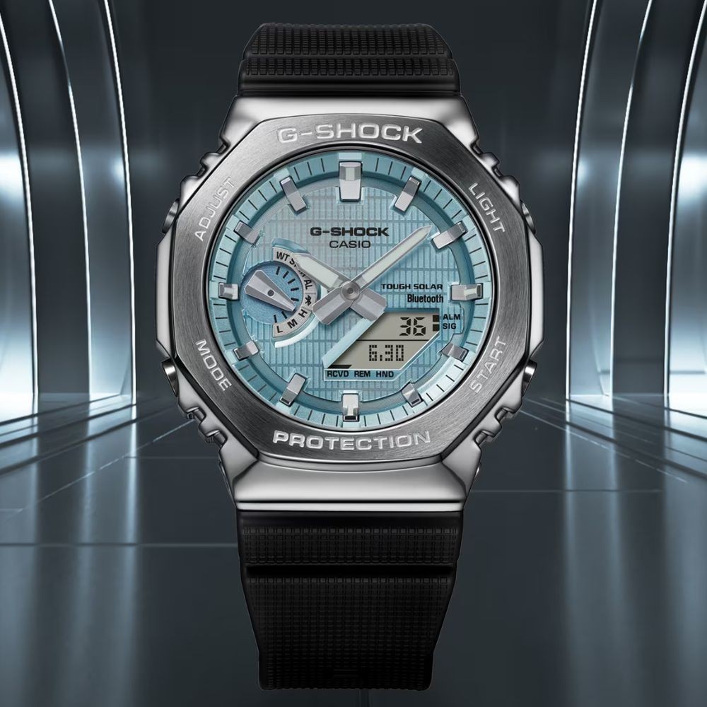 CASIO นาฬิกาข้อมือผู้ชาย รุ่น GBM-2100A-1A2DR สายเรซิน สีฟ้า