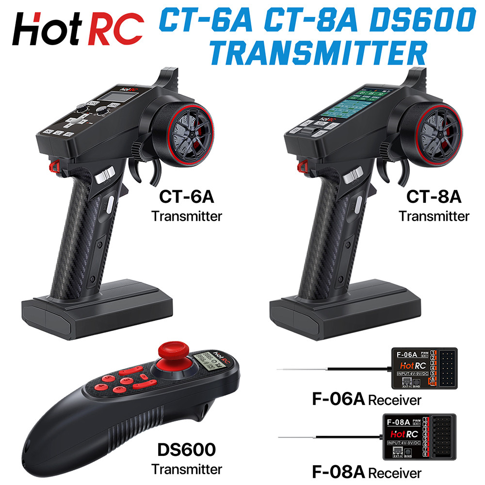 HotRC เครื่องส่งสัญญาณ CT-6A CT-8A DS600 CT-10B 6CH 8CH 10CH 2.4GHz วิทยุระบบรีโมทคอนโทรล