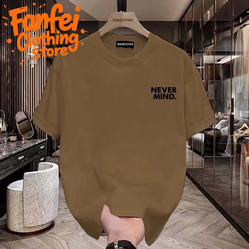 (จัดส่งตลอด 24 ชั่วโมง)Fanfei ส่วนเสื้อวินเทจเสื้อยืดผู้ชายเข้ารูปแบบใหม่ปี2026 INS เรียบง่ายพิมพ์ลายด้านบน 7485