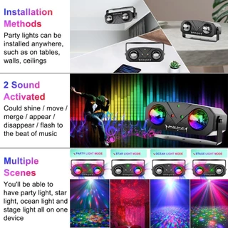 Laser + Led + น้ํา120 รูปแบบ Party Light Disco Ball Light Dj Light Ocean Light Star Light โปรเจคเตอร์เต้นรําแสงเสียงเปิด