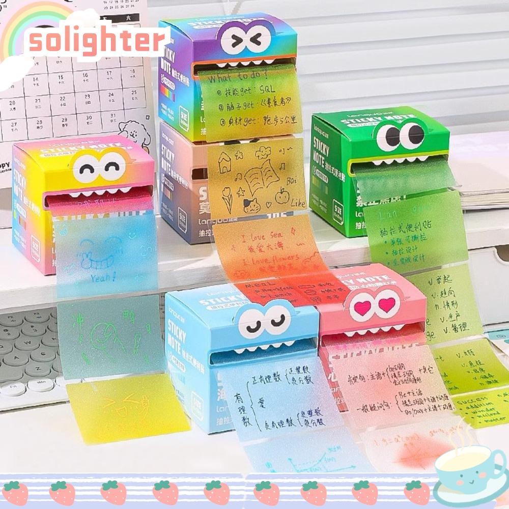 SOLIGHTER 105 แผ่น Sticky Notes, กระดาษแผ่นบันทึกกาวในตัวสไตล์เกาหลี, Kawaii ดึงออกออกแบบการ์ตูนข้อความสติกเกอร์อุปกรณ์สํานักงานโรงเรียนเครื่องเขียน