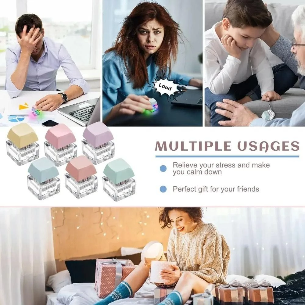 BACKSTAGEEET4FC3 นิ้วคีย์บอร์ด Caps, ปุ่มปุ่ม Keycap Fidget พวงกุญแจ, คีย์บอร์ด DIY พร้อม Light Pass The Time Pinch ของเล่น thumbnail 10