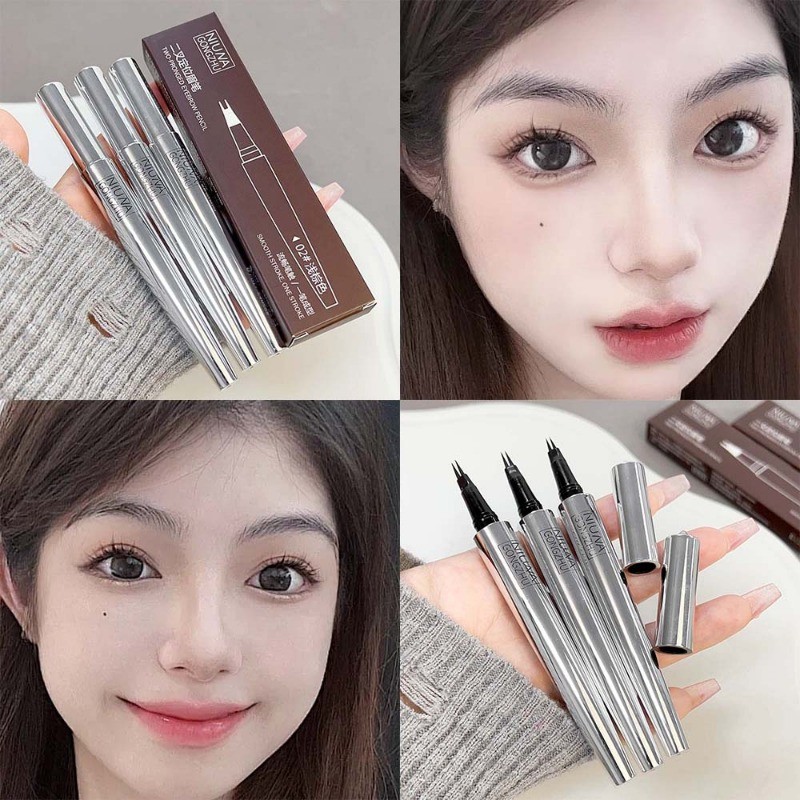 2 Forks Tip Eyebrow Pencil - Ultra-fine Liquid Brow Pencil - Eyeliner Silkworm Brow Pen - ติดทนนาน กันเหงื่อ กันน้ํา - Eye Brow Tint Pencil - Eyes Makeup - รูปที่ 3