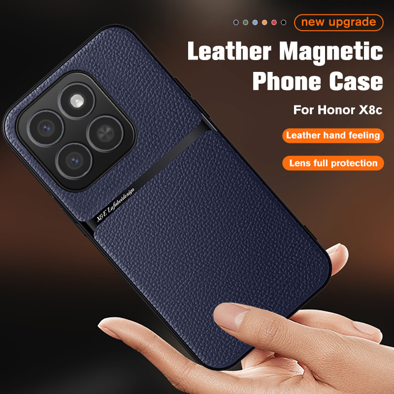 Litchi Grain หนังสําหรับ Honor X8c เคสโทรศัพท์แม่เหล็กกันกระแทก Honor X6c 4G Honor Honor X8C x8c