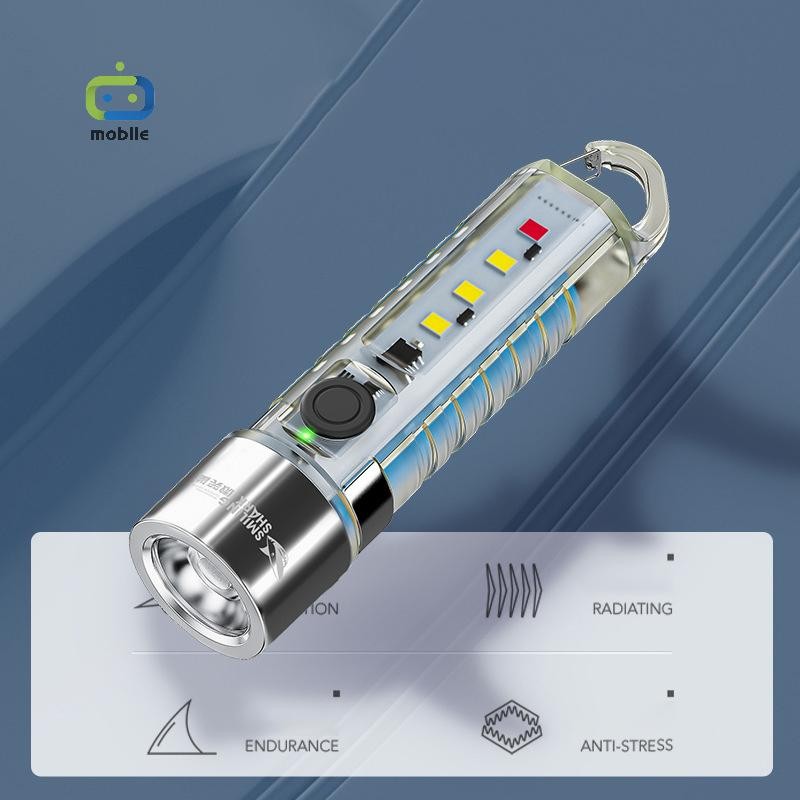 [maygood] ไฟฉาย LED ไฟแรงแบบชาร์จไฟได้พวงกุญแจมัลติฟังก์ชั่นที่สว่างเป็นพิเศษเตือนกลางแจ้งบ้าน {TH}