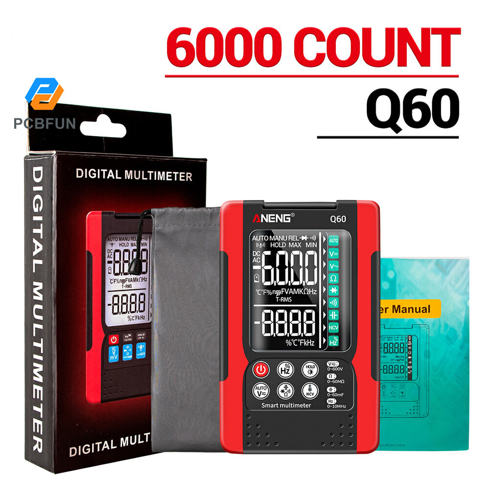Pcbfun Q60 มัลติมิเตอร์แบบอัจฉริยะป้องกันรังสีดิจิตอล
