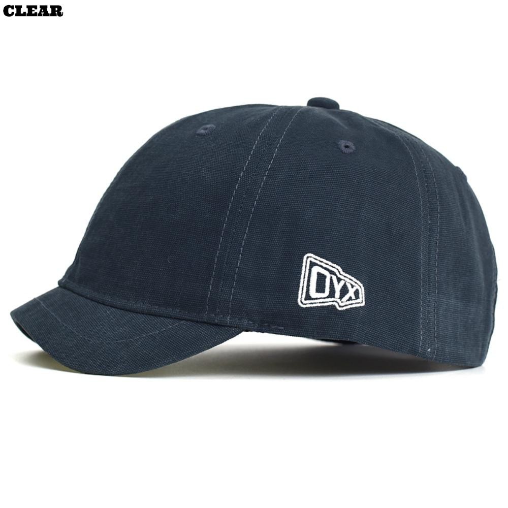 Clear0 หมวกพ่อ, หมวกเบสบอลผ้าฝ้ายสไตล์ Trucker, หมวกแก๊ปรายละเอียดต่ําปีกสั้น
