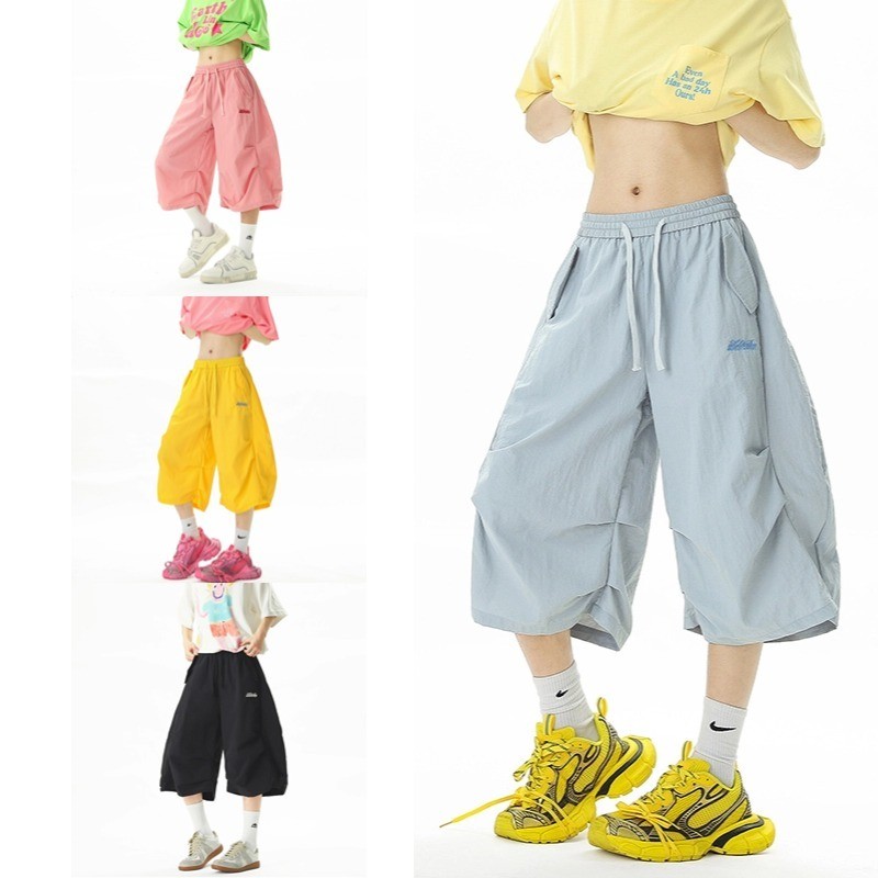 ASRV กางเกงขาสั้นขากว้างทรงหลวมปักลาย โดปามีน สําหรับผู้ชายและผู้หญิงสําหรับเล่นกีฬาฤดูร้อนหลวมและการพักผ่อน