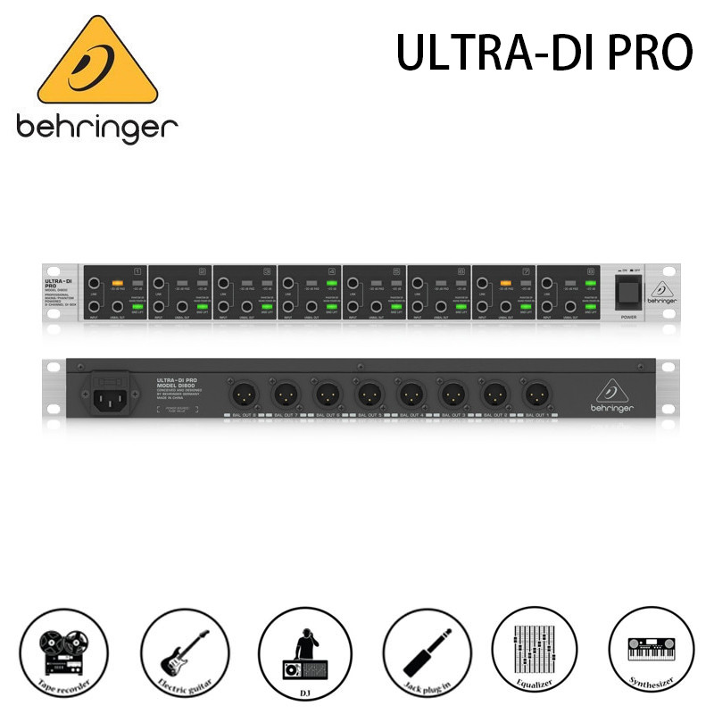 Behringer ULTRA-DI PRO DI800 Professional Mains/Phantom Powered 8-Channel DI Box