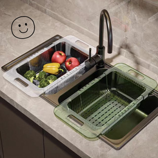 ตะกร้าล้างผัก ที่ล้างผัก ที่คว่ำจาน มีรูระบายน้ำ ยืด-หดได้ 3…