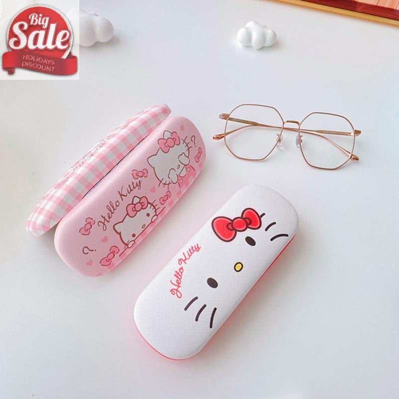 AF Sanrio Hello Kitty Cinnamoroll Kuromi แว่นตาสายตาสั้นแว่นตากล่องเก็บอะนิเมะ Kawaii น่ารัก Creative Travel แบบพกพาหญิง A