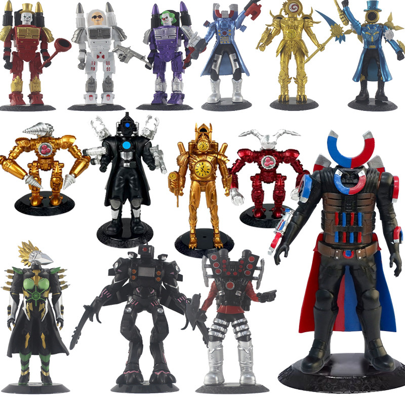 Skibidi Toilet Action Figure Magnet TV Man Clockman Titan Drill Man ของเล่นรุ่น