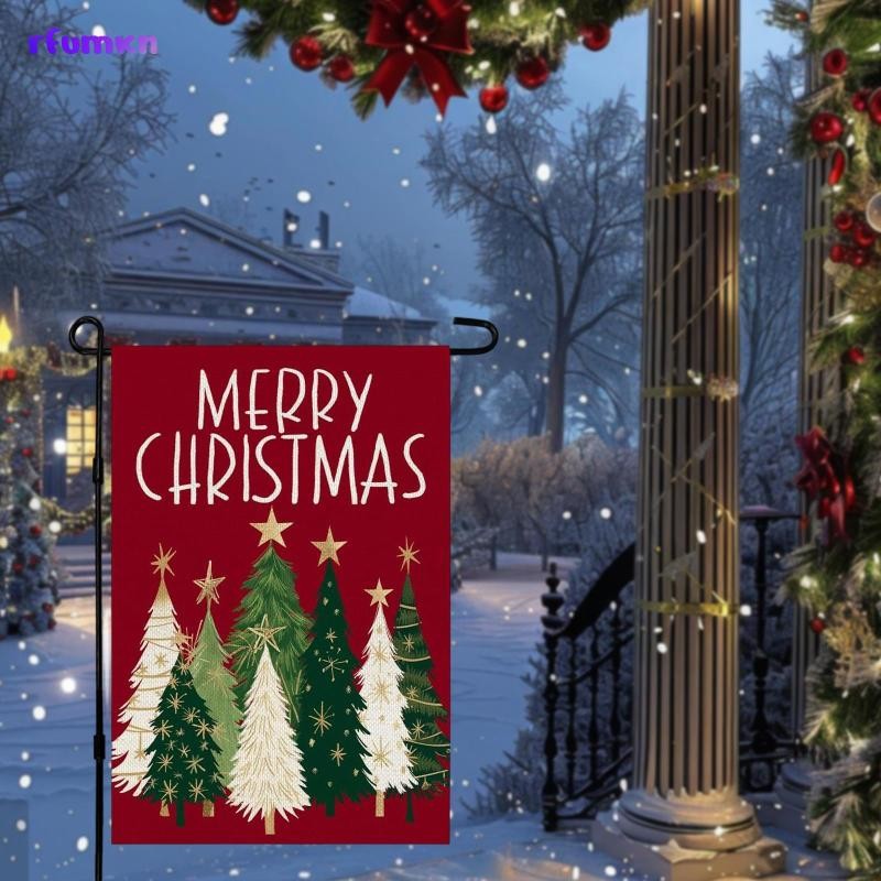 [rfumkn] Flag Seasonal 12x18 นิ้ว Farmhouse Decor ธงลานต้นคริสต์มาส