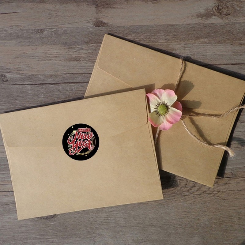 Exhila 500 ชิ้น Happy New Year สติกเกอร์รอบปิดผนึกสติกเกอร์ Self-Adhesive Wrapping Labels สําหรับซองจดหมายการ์ดคริสต์มาส - รูปที่ 6