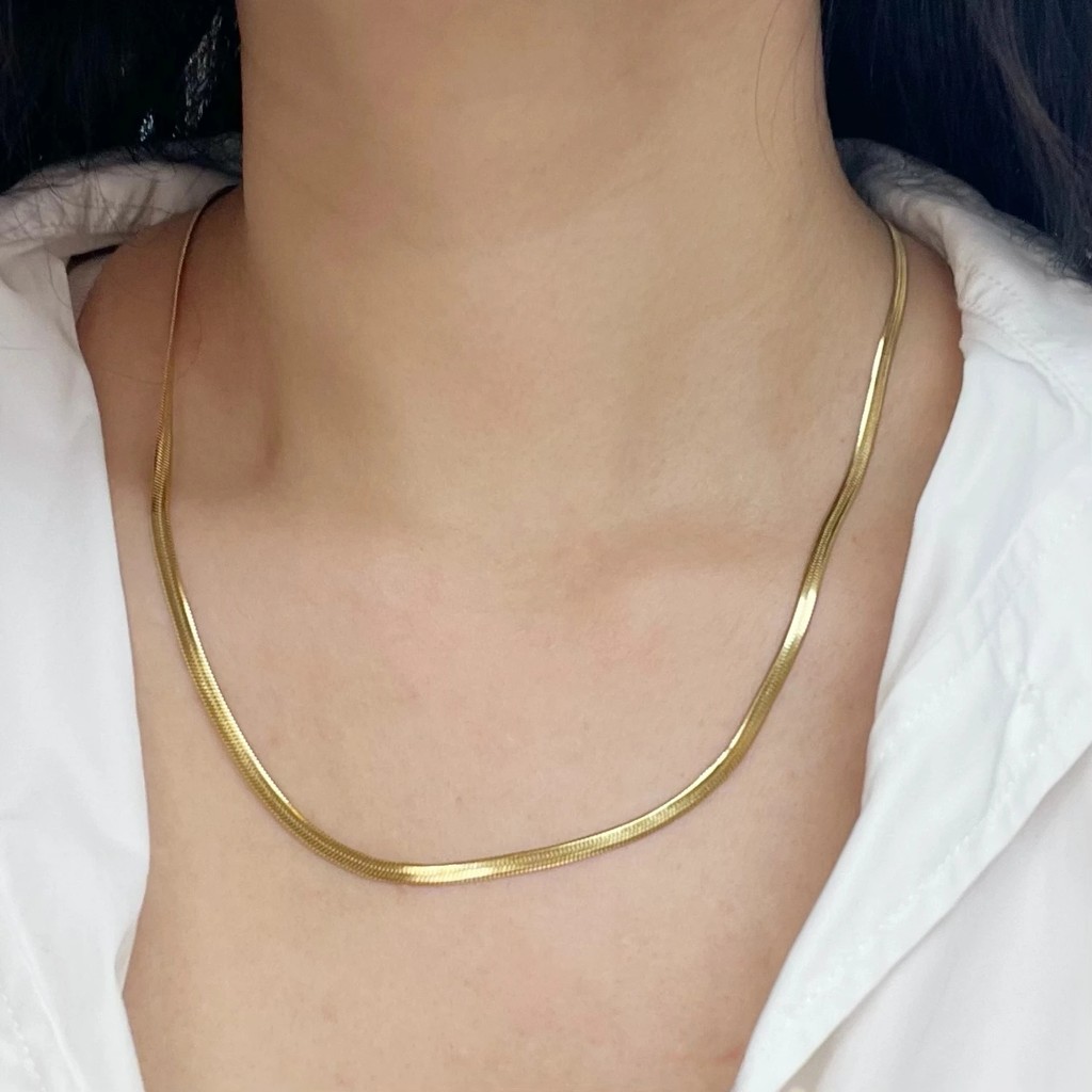 316l Gold สีสแตนเลสสร้อยคองูสําหรับผู้หญิงผู้ชาย Herringbone Choker คอโซ่ 2024 แนวโน้มเครื่องประดับของขวัญร้อน - รูปที่ 5