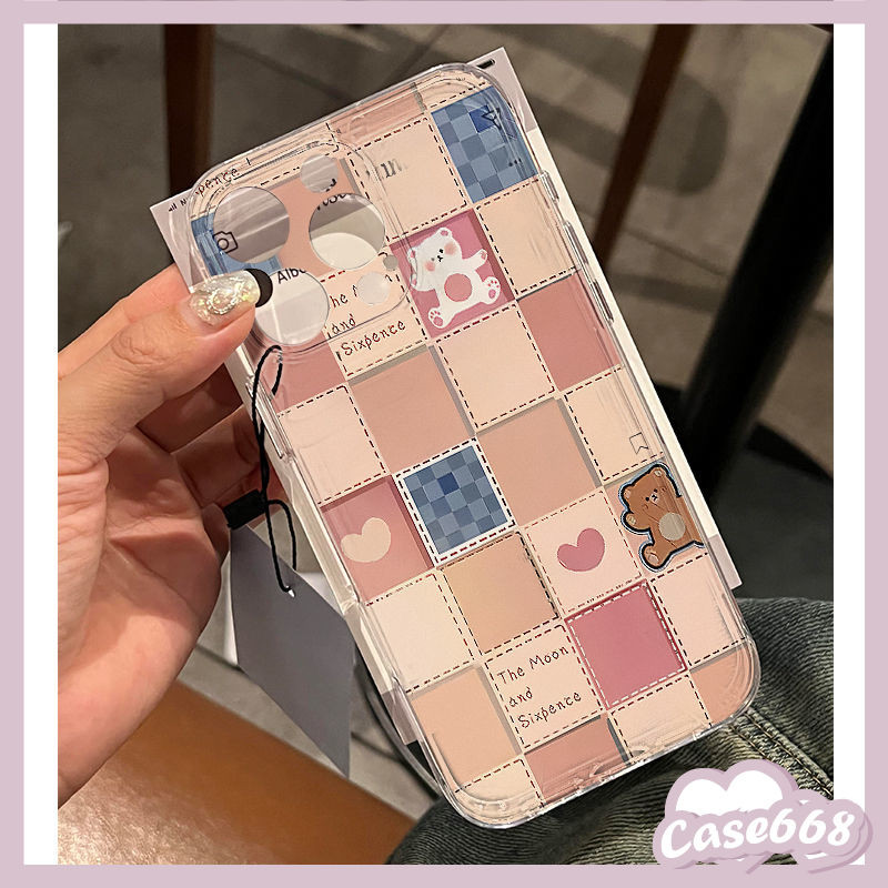 เคส Redmi 13C 12C 12 9C 10 10C 9A 9 A1 9T Note 12 13 11 10 9 8 Pro Max Poco C65 C55 M3 X5 X6 ปกหมีกริดการ์ตูนน่ารัก